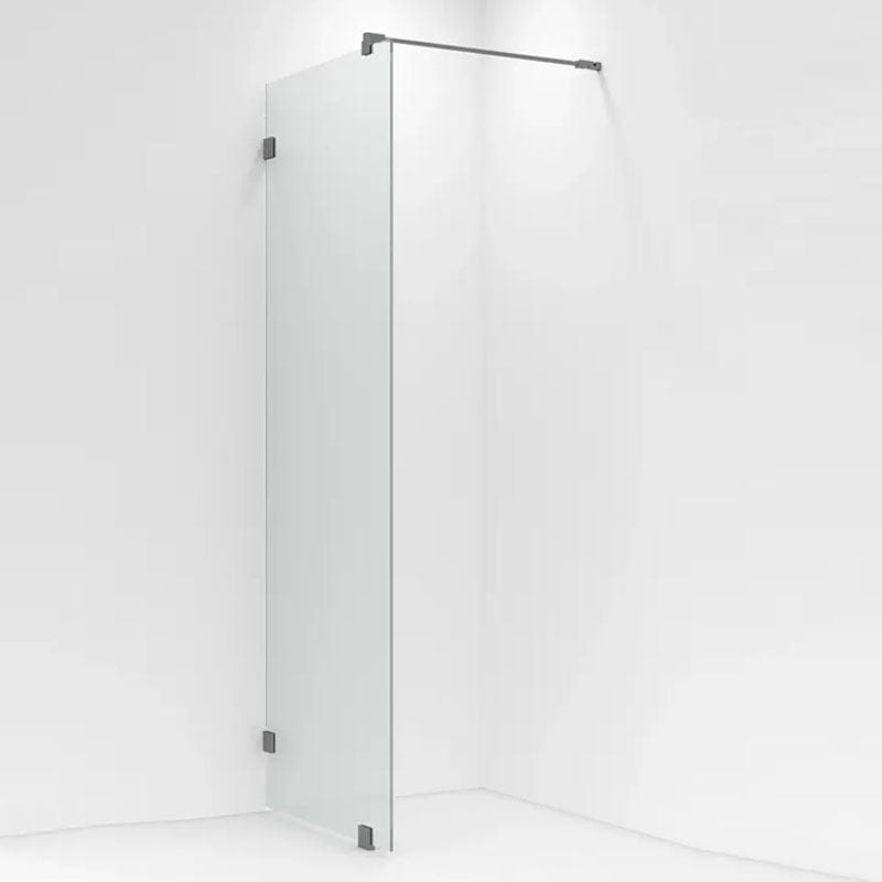 VikingBad Emil Glassfelt H200cm inkl. støttestag, veggfeste og gulvfeste Børstet grå / 70cm / Klart glass VikingBad Dusjvegg VB-118756