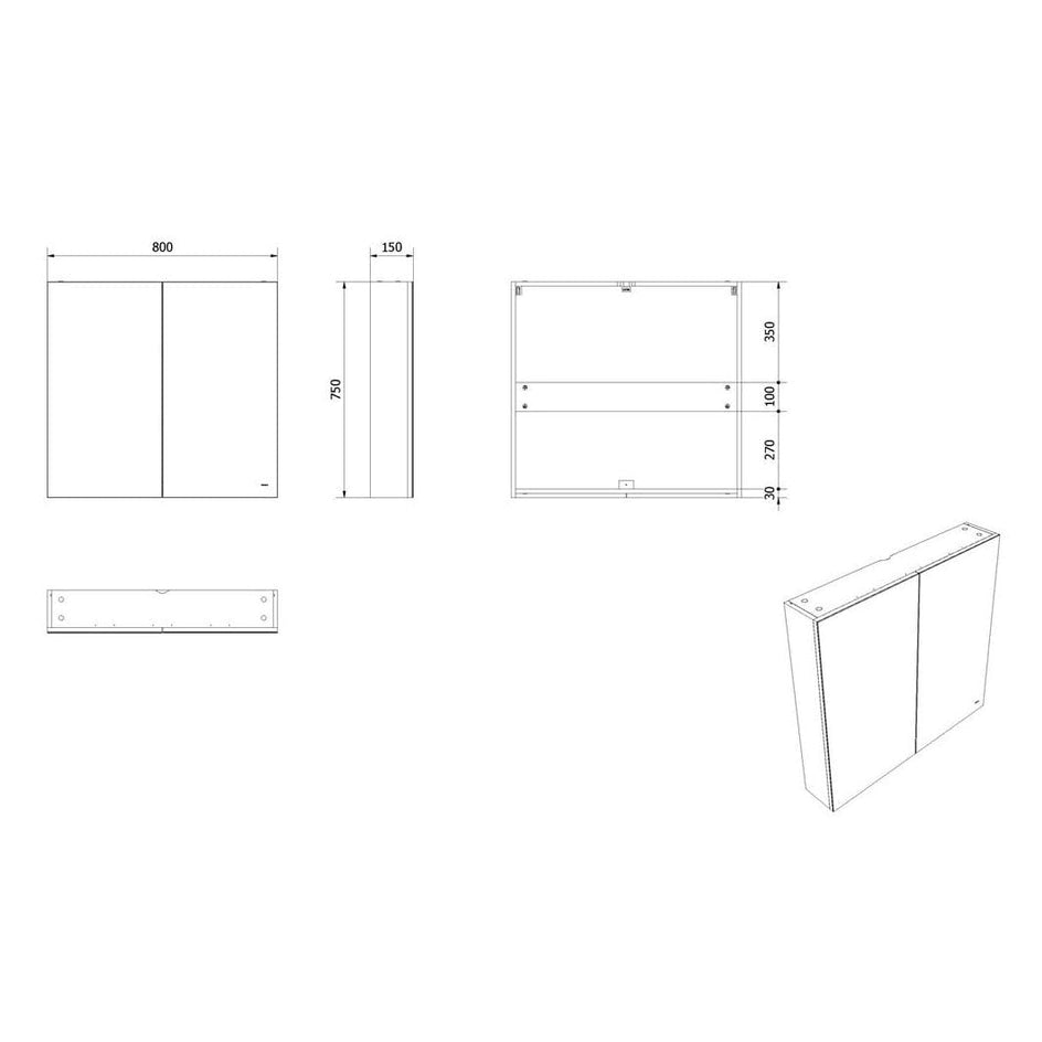 VikingBad Kaia Speilskap - Mål: B(50-120)xH75xD15cm Hvit VikingBad Speilskap