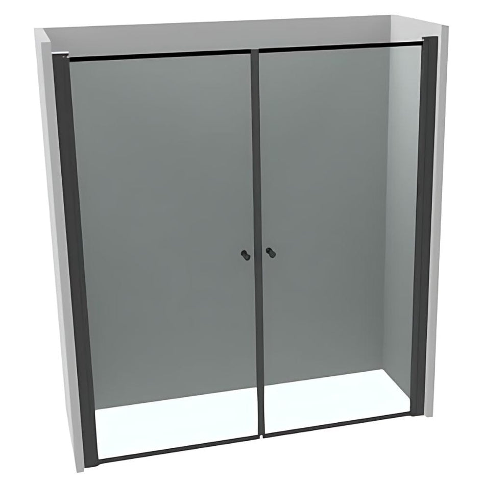 VikingBad Liam Dusjnisje Saloon B80-105cm Svart matt / 105cm / Klart glass VikingBad Dusjnisje VB-003824-08