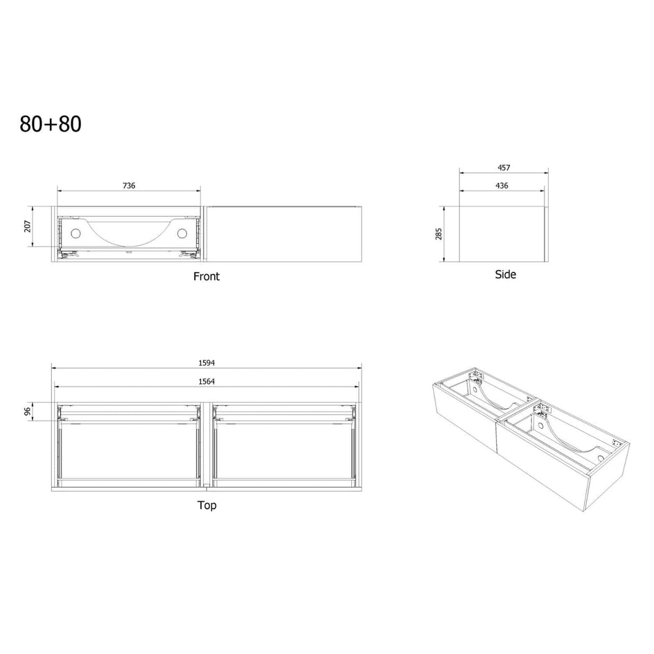 VikingBad MIE Demi Fingergrep Servantskap Mål: B(120-200)xH46xD29 cm VikingBad Servantskap