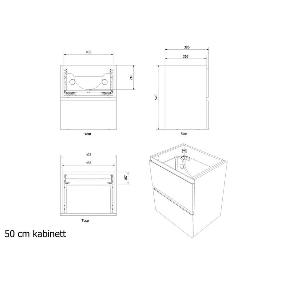 VikingBad MIE SLIM Fingergrep Servantskap - Mål: B(50/60/90)xH57xD39 cm VikingBad Servantskap