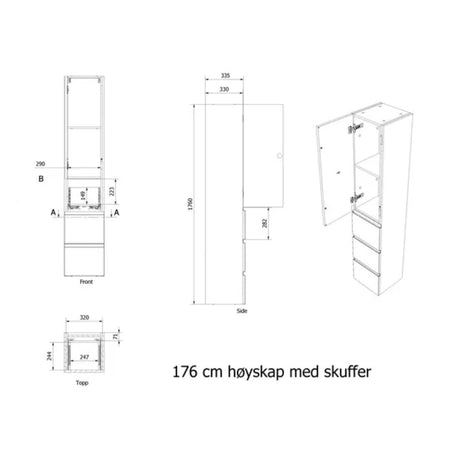 Vikingbad MIE STAV H176 3S Høyskap