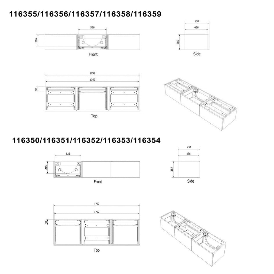 VikingBad Servantskap fingergrep MIE DEMI 180 cm (3x60cm) VikingBad Servantskap