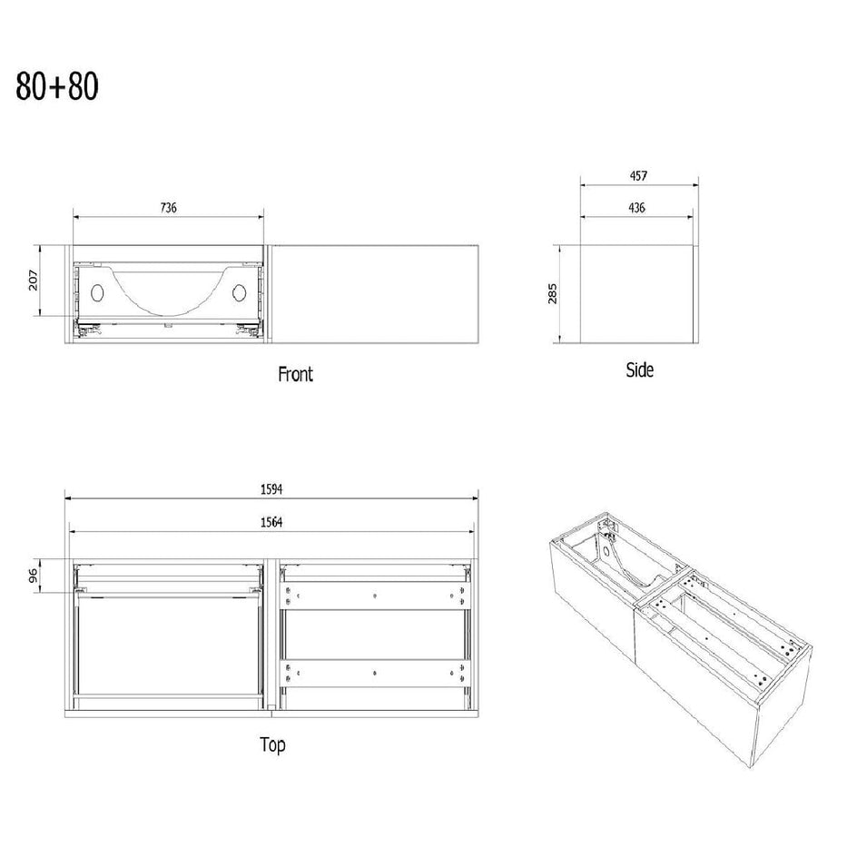 VikingBad Servantskap stav MIE DEMI - Mål: B(60-200)x46x29 cm VikingBad Servantskap