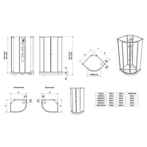 Vikingbad Sofia Dusjkabinett Buet Pluss Støpemarmor Bunnkar