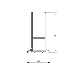 Vikingbad Veggprofil fast 70mm H195cm Utfellingsprofil for Dusjdører