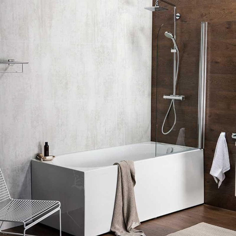 Alterna Mimas Badekarvegg XL 80 Krom Krom / 80cm / Klart glass Alterna Badekarvegg BD-6310613