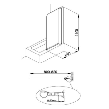 Alterna Mimas Badekarvegg XL 80 Krom