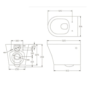 Bathco SINTRA Rimless vegghengt toalett