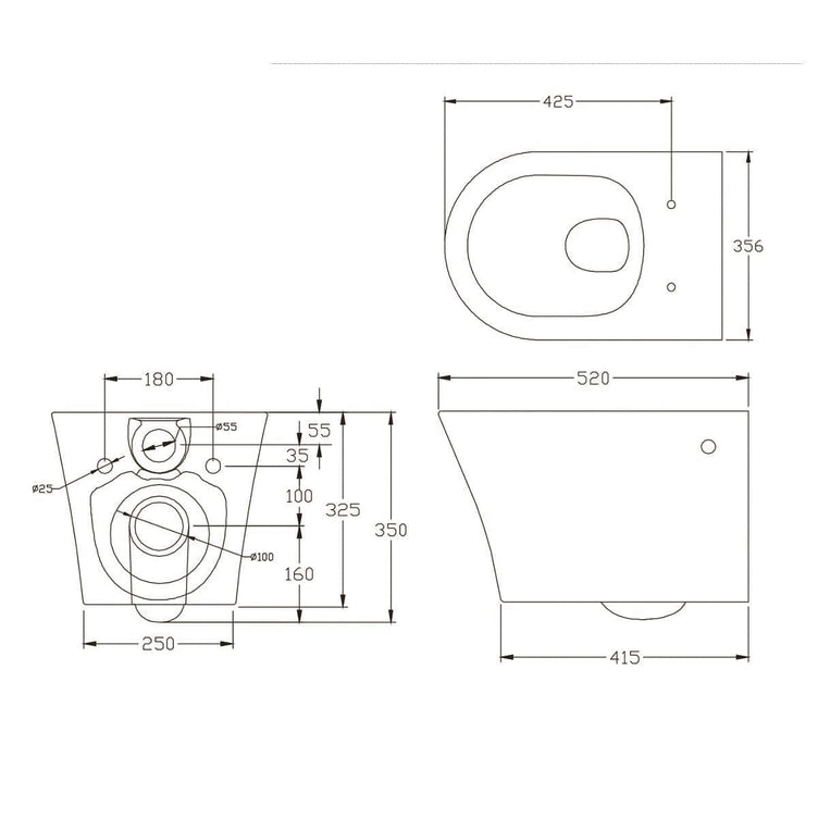 Bathco SINTRA Rimless vegghengt toalett