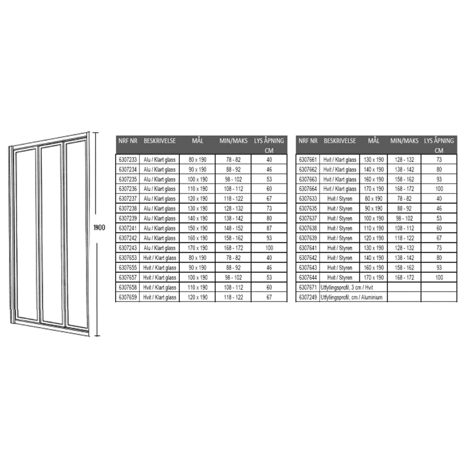 BD Palme Drive Utfyllingsprofil Hvit Brødrene Dahl Dusjtilbehør BD-6307671