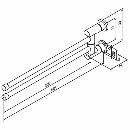 Damixa Silhouet Håndklestang dobbel svingbar 480mm, Krom