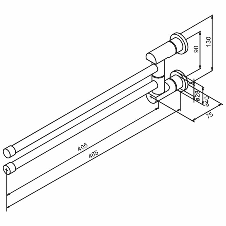 Damixa Silhouet Håndklestang dobbel svingbar 480mm, Krom