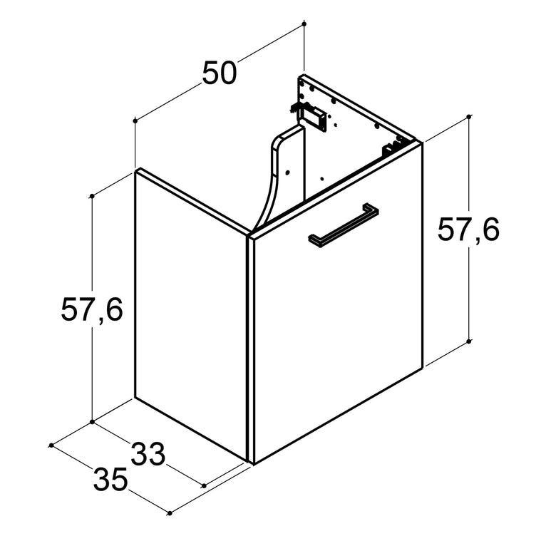Dansani MIDO+ Slim Servantskap 1 dør B50xD35cm uten servant