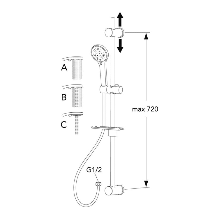 Gustavsberg 2.1 Dusjsett 3-Spray Sparedusj 7,8 l/m kan limes