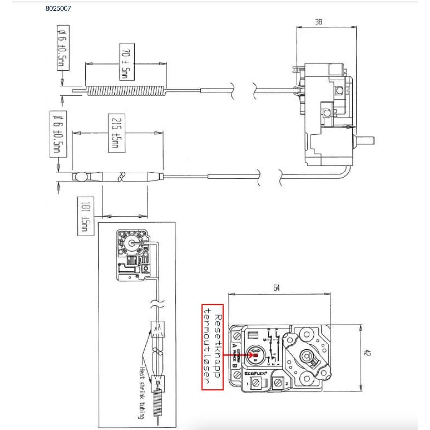 Høiax Termostat BBX 55/85°C Høiax Tilbehør varmtvannsbereder HO-8025007