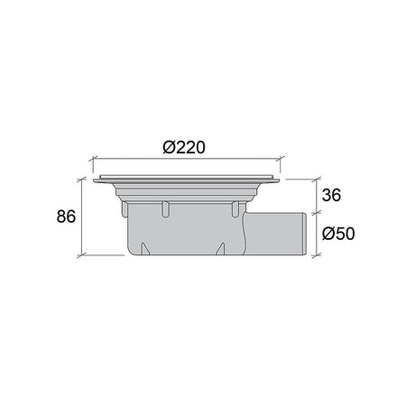 Jafo gulvsluk PS86 for fliser hull rist