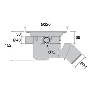 Jafo gulvsluk PSX 75 45 MP overdelspakke