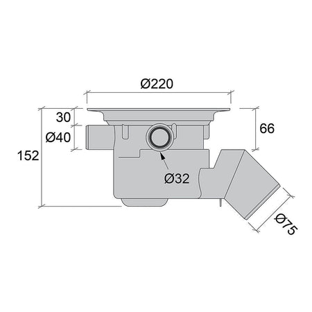 Jafo gulvsluk PSX 75 45 MP overdelspakke