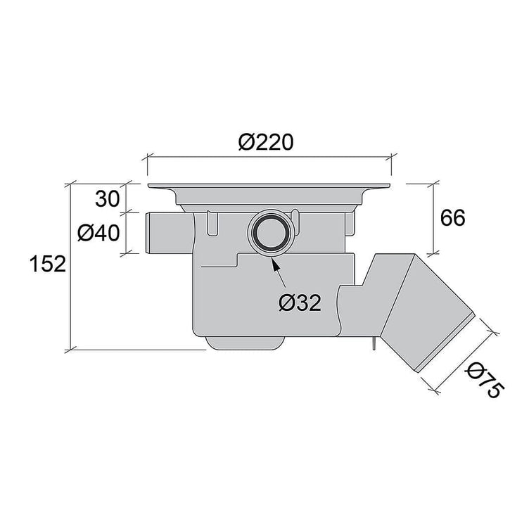 Jafo gulvsluk PSX 75 45 MP overdelspakke