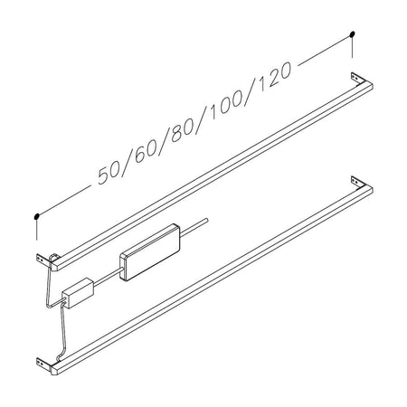 Korsbakken Lyslist LED Servantskuff L50-120cm
