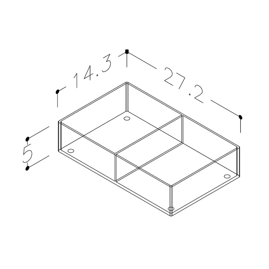 Korsbakken Skuffeinndeler B plexiglass stor 2 rom Korsbakken Tilbehør møbler KO-515100102