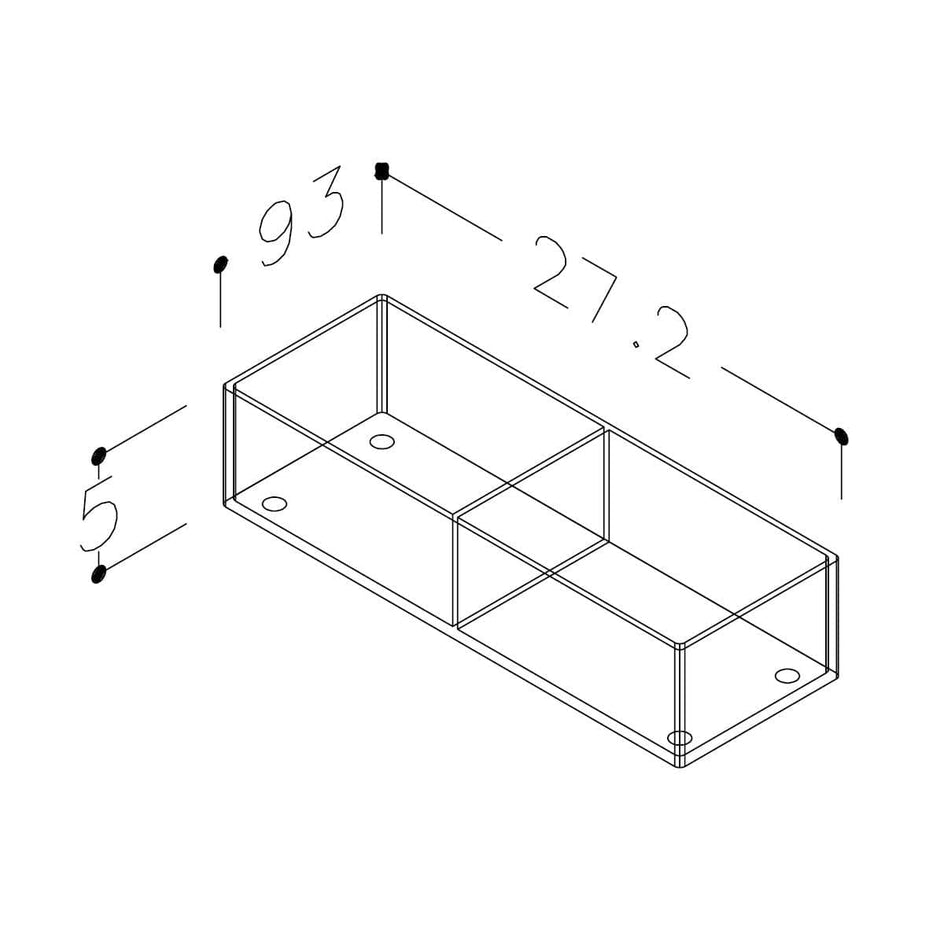 Korsbakken Skuffeinndeler E plexiglass liten 2 rom Korsbakken Tilbehør møbler KO-515100105