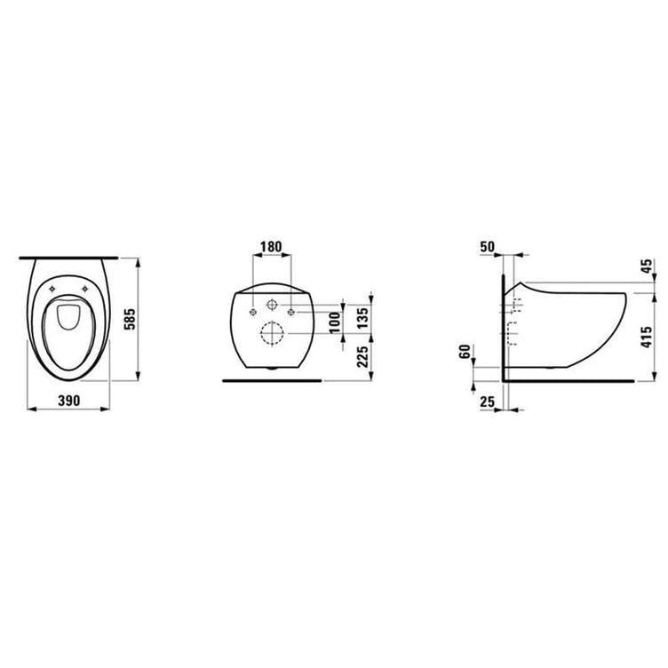 Laufen ALESSI One Rimless veggskål uten sete