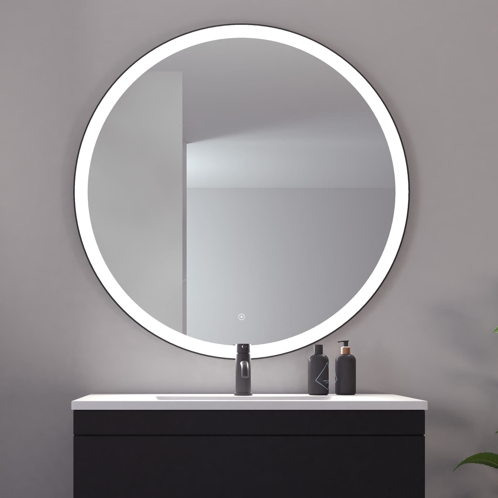 Loevschall Nyborg Rundt rammespeil med LED lys 100cm Loevschall Baderomsspeil KO-3443458724
