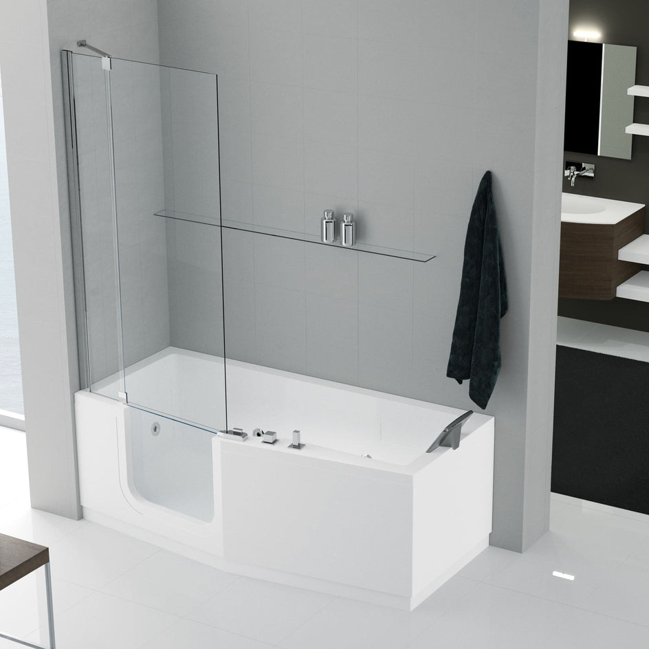 Novellini Iris Badekarvegg 84 Krom / 84cm venstre / Klart glass Novellini Badekarvegg KO-710600084V_2