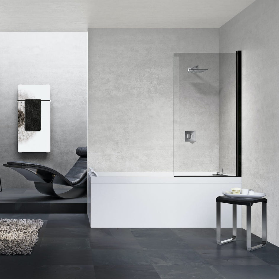 Novellini Young 2.0 Badekarvegg Svart matt / 75cm / Klart glass Novellini Badekarvegg KO-600604075