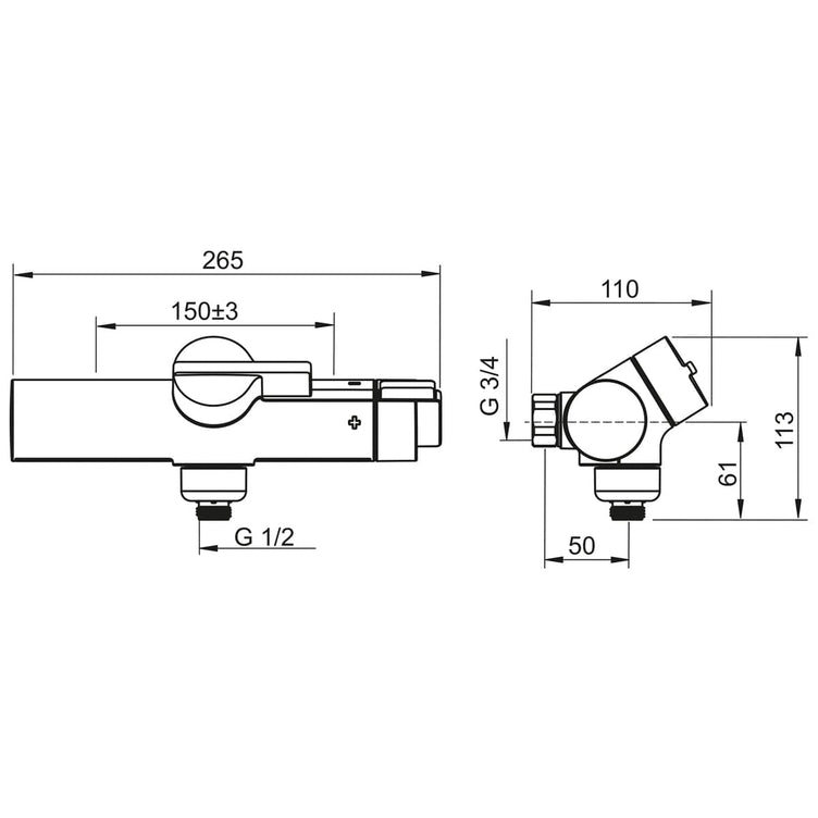 Oras Oramix Dusjbatteri Langt Grep 7267