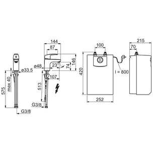 Oras Safira 1003F Servantbatteri med 5L varmtvannsbereder