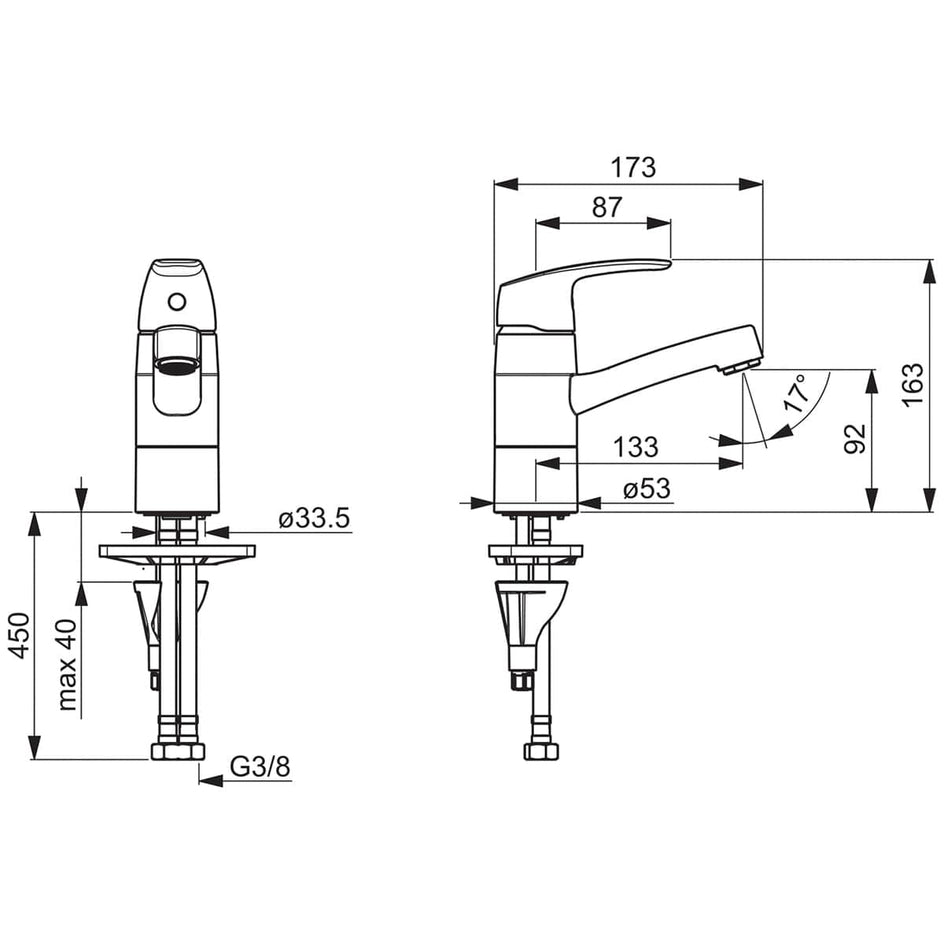 Oras Safira Servantbatteri 1015F - svingbar tut Krom Oras Armatur Servantbatteri OR-4200177