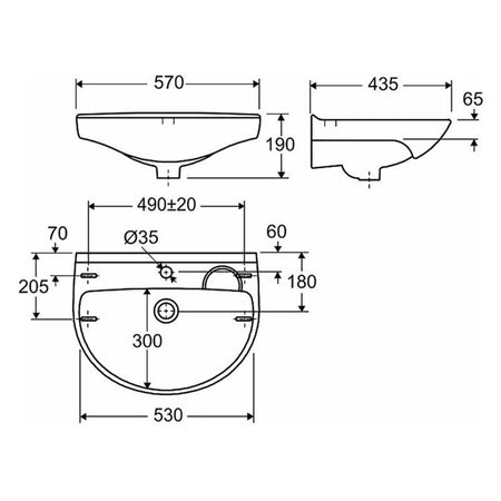 Porsgrund Pro Buet Vegghengt Servant 50-57cm