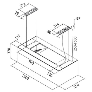 Røroshetta Cube Kjøkkenhette 120cm Hvit