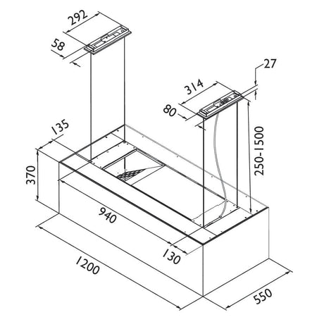 Røroshetta Cube Kjøkkenhette 120cm Hvit