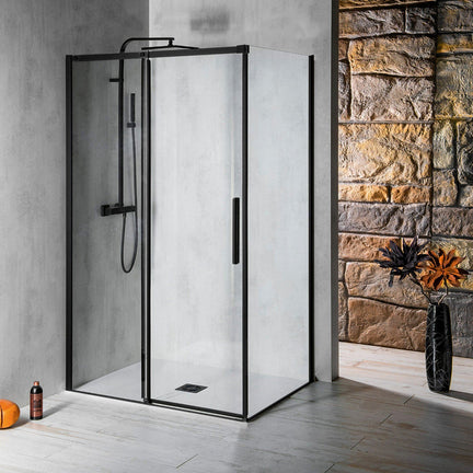 Sanipro ALTIS LINE / BLACK LINE - Skyvedør / Nisje Svart matt / 110cm / Klart glass Sanipro Dusjdør SA-10161