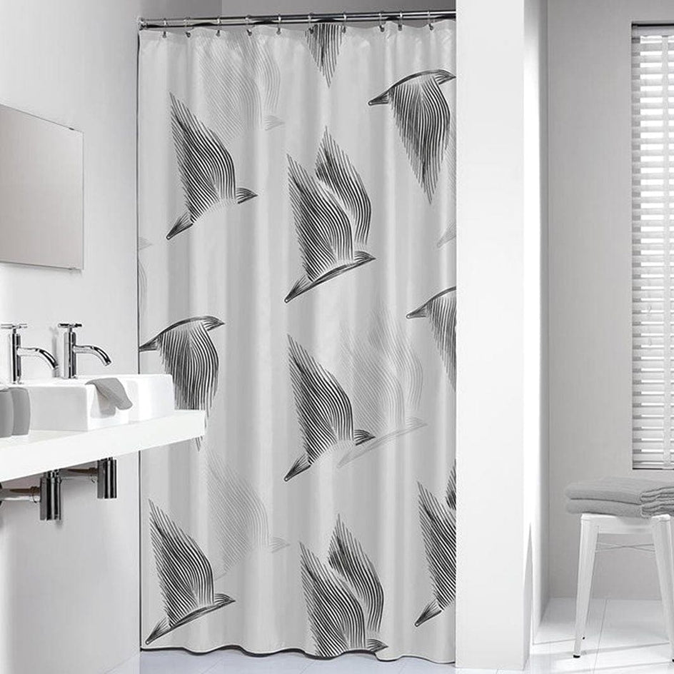 Sealskin Birds dusjforheng 180x200 sort-hvit Svart Sealskin Dusjforheng CO-V800141