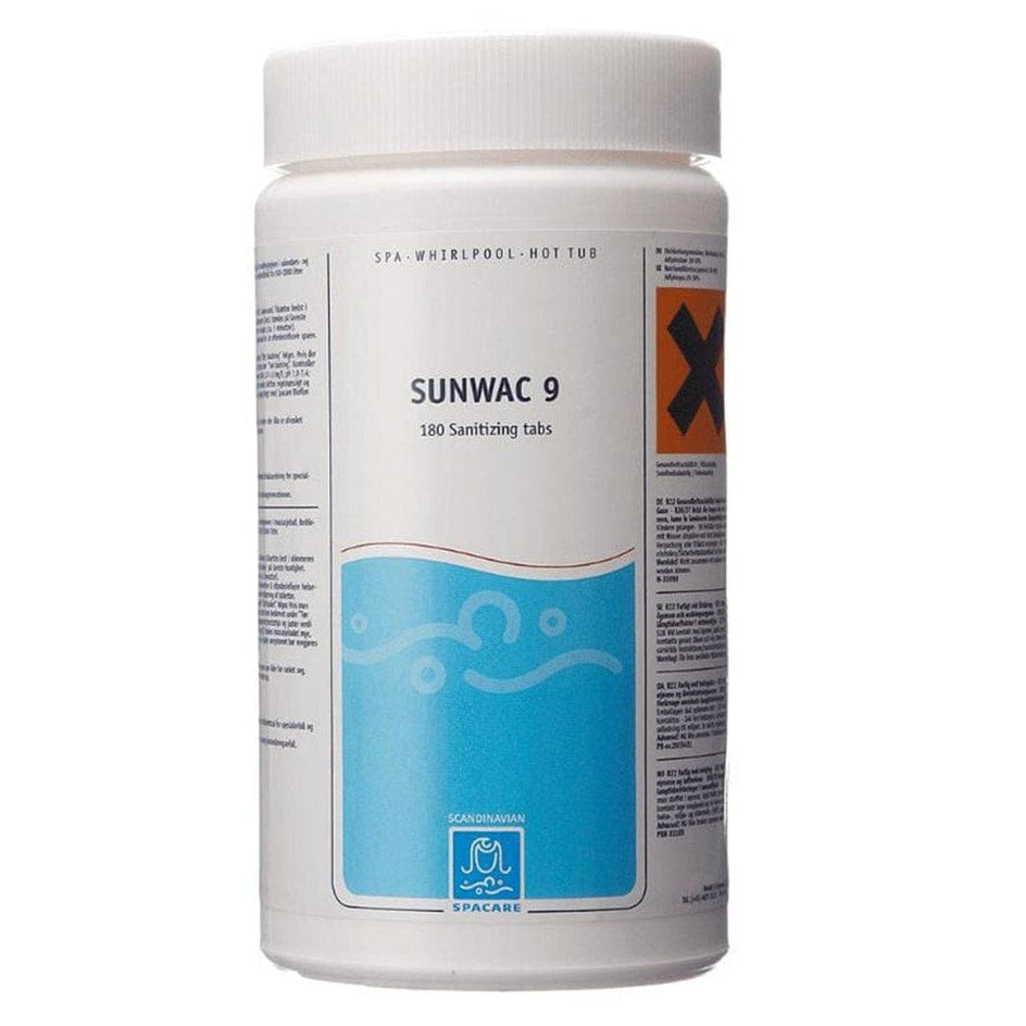 SpaCare SunWac 9 klortabletter 180stk - for bad 500-1250 Liter SpaCare Kjemikalier til spabad VB-100742