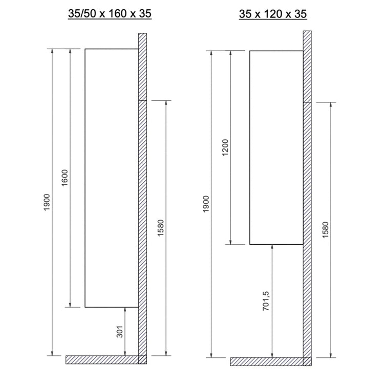 Svedbergs Høyskap Skrog H160cm - uten skapdør
