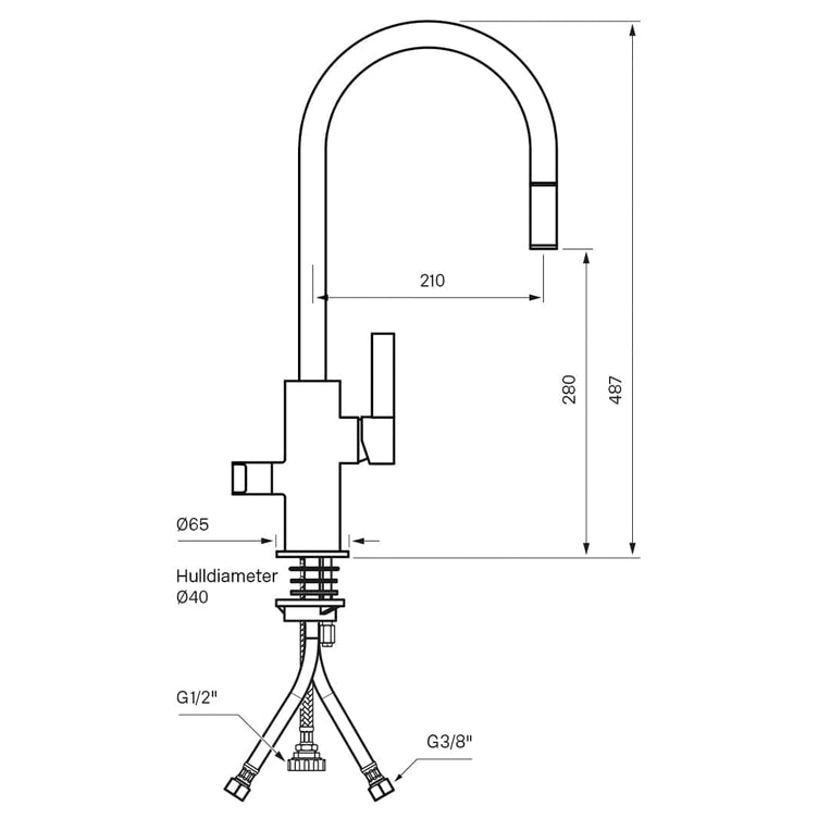Tapwell ARM885 Kjøkkenarmatur Uttrekk+Avstengning