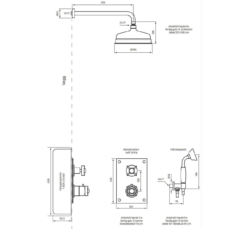 Tapwell Classic BOX0268 ED2 Takdusj Innbygging