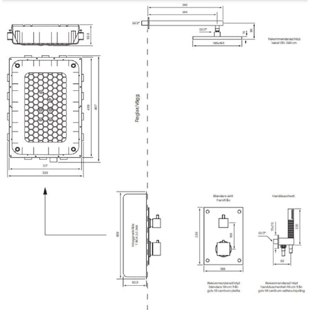 Tapwell BOX8268 Square ED2 Takdusj Innbygging
