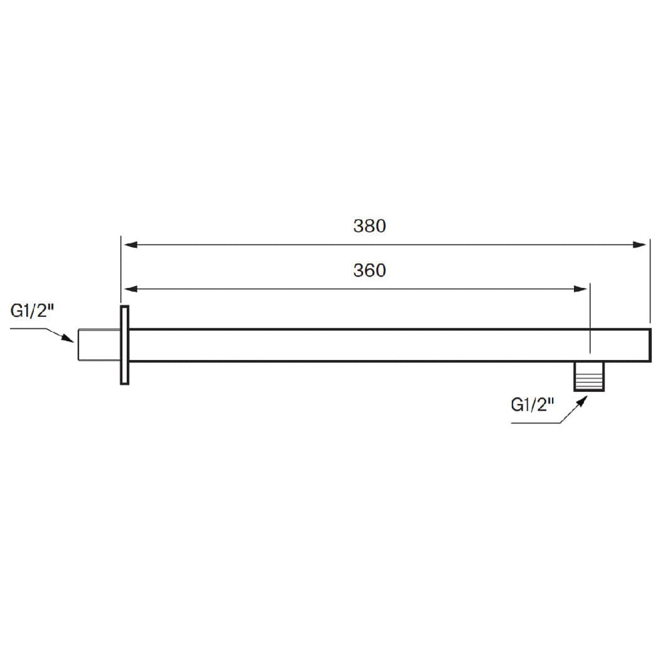 Tapwell FL322 Square Veggutløp L360mm Tapwell Dusjtilbehør