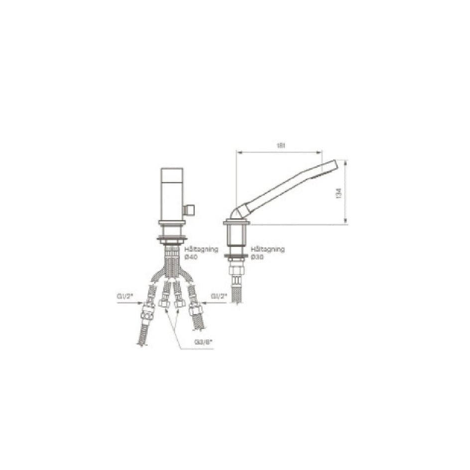 Tapwell LEC041 CR Karkantbatteri 2-hulls Krom Tapwell Karkantbatteri TA-8111852