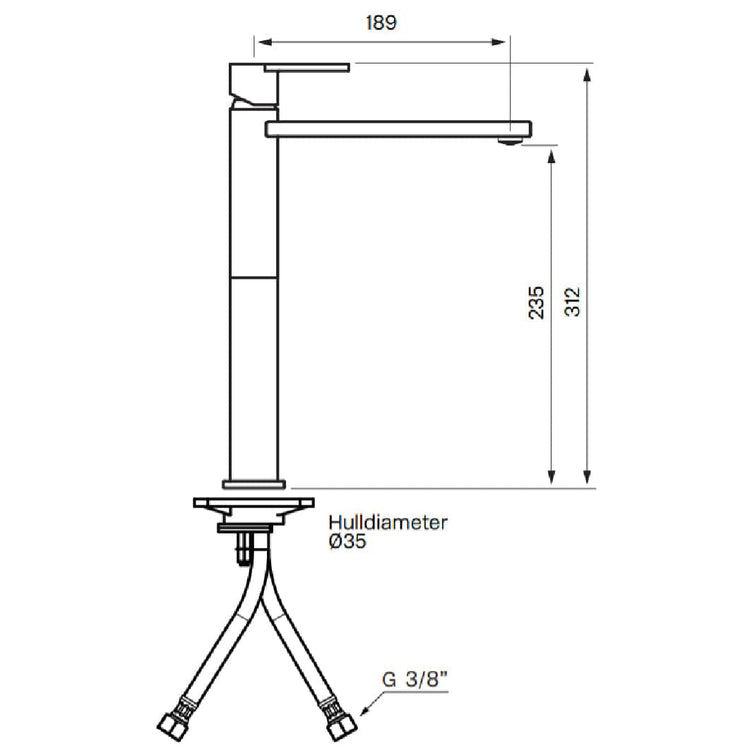 Tapwell LIN081 Høy Servantbatteri H312mm