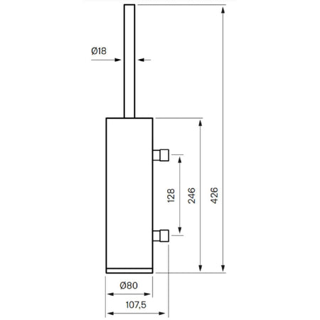 Tapwell TA220 Toalettbørste H426mm, Vegghengt
