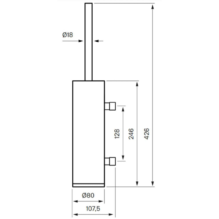 Tapwell TA220 Toalettbørste H426mm, Vegghengt
