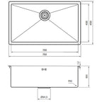 Tapwell TA8040 PVD Kjøkkenvask B75xD45cm